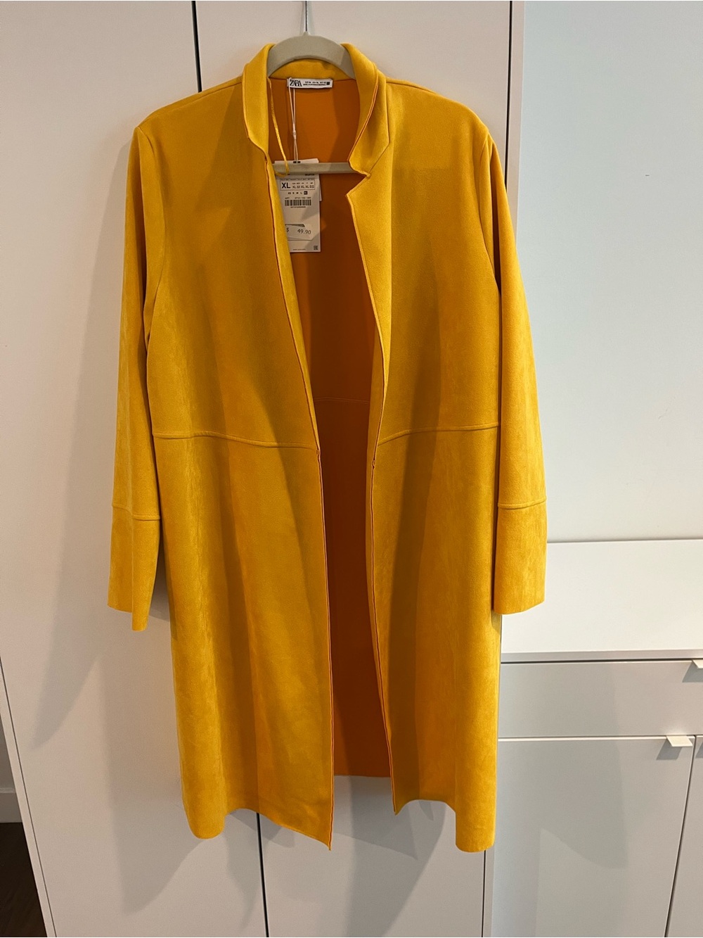 NWT - Zara Mustard Yellow Long Open-Front Coatigan/Cardigan - Picture 2 of 4